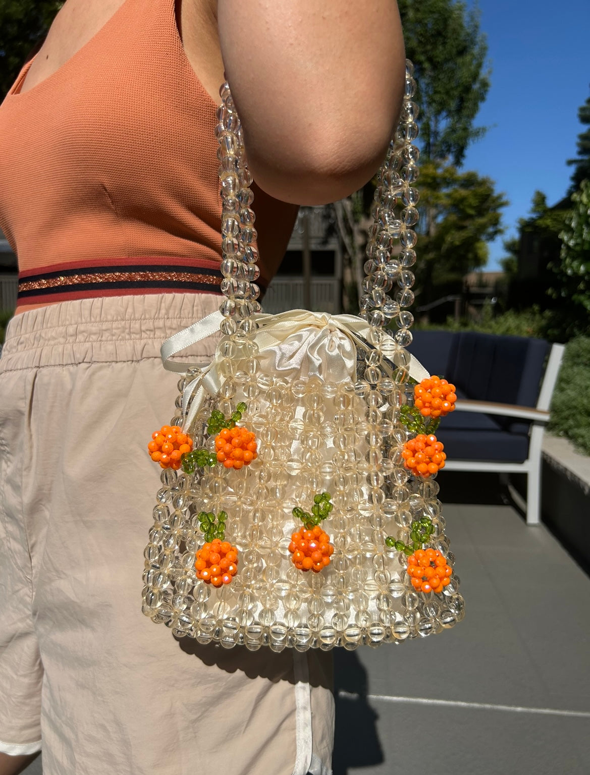 Tangerine Dream - Handmade Crystal Beaded Mini Bag